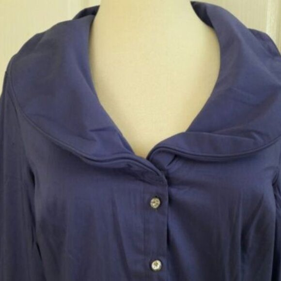 New Soft Surroundings top Dress shirt blouse Small Wire Collar button do… - Picture 4 of 6